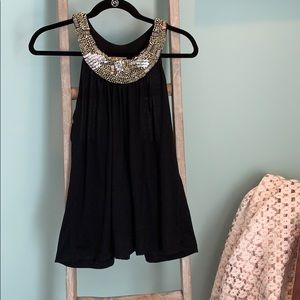 Black top with silver beads